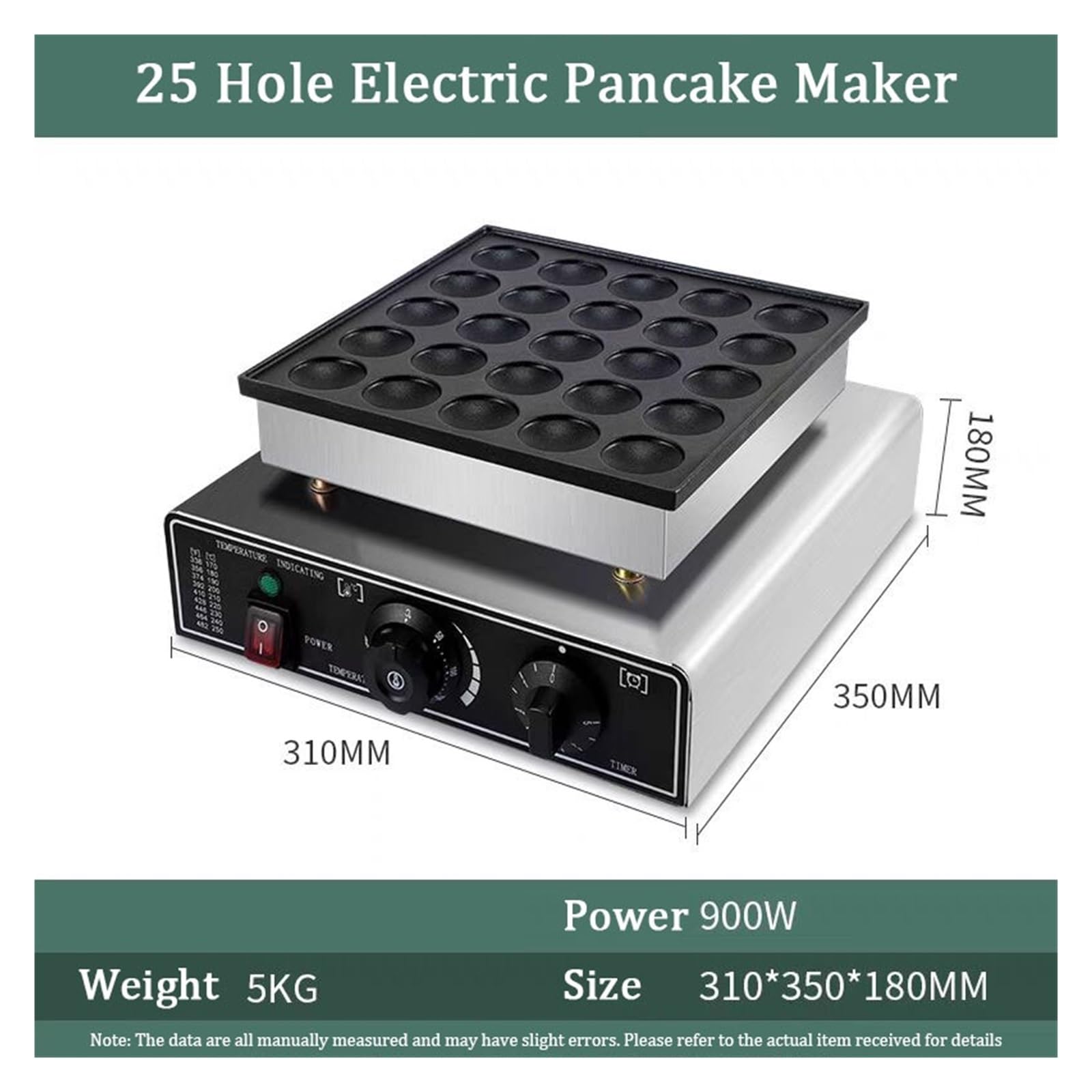 Komercyjna Elektryczna Mini-maszyna Do Robienia Naleśników Holenderskich 25 Otworów, 800 W, Gofrownica, Holenderskie Poffertjes, Grill, Muffinki, Naleśniki, Chleb Szybkie I RóWnomierne Nagrzewanie
