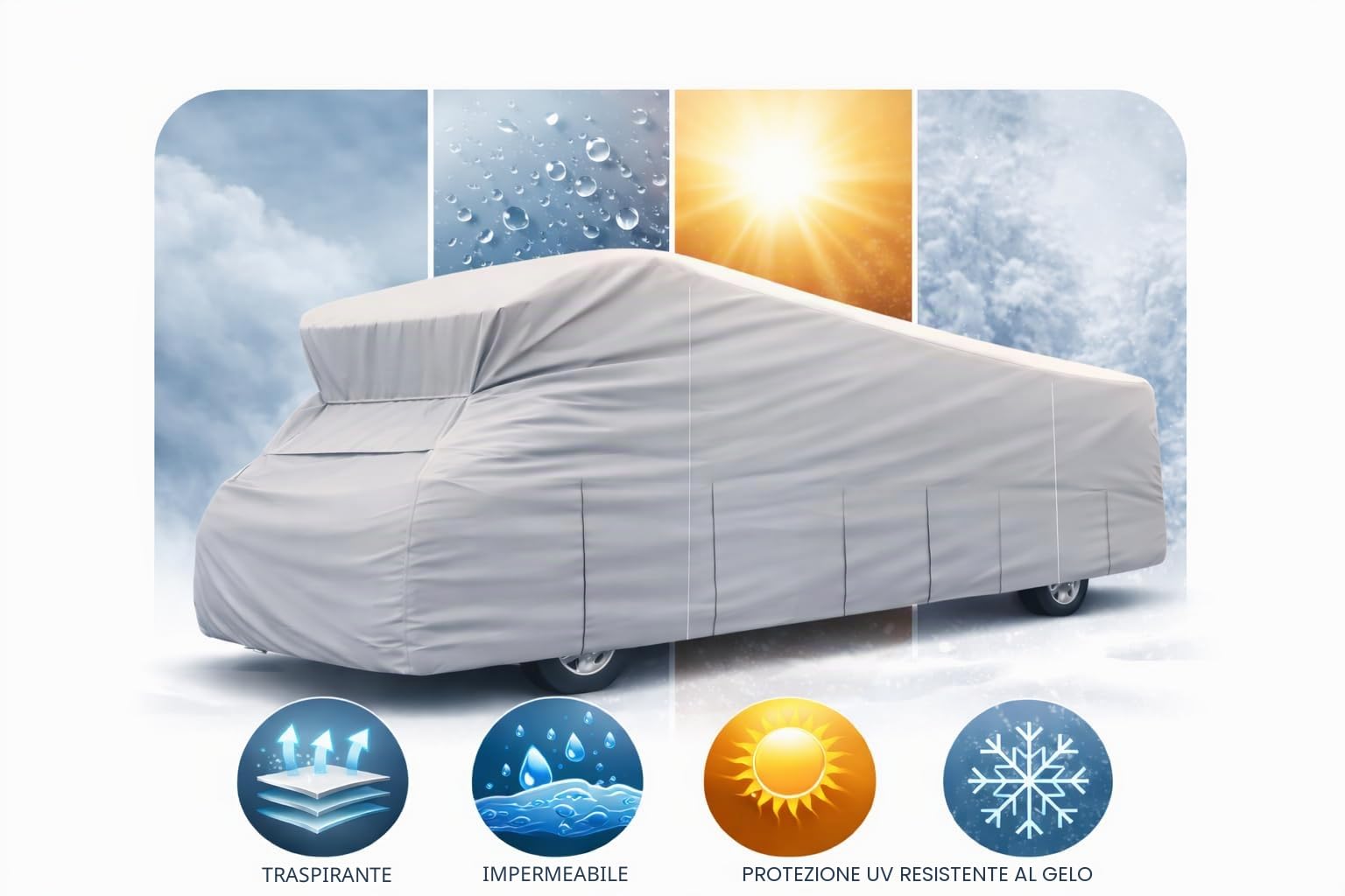 HBCOLLECTION Custodia Coperture 4 stagioni per camper profilo (LxlxA 6.00x2.30x2.50m)