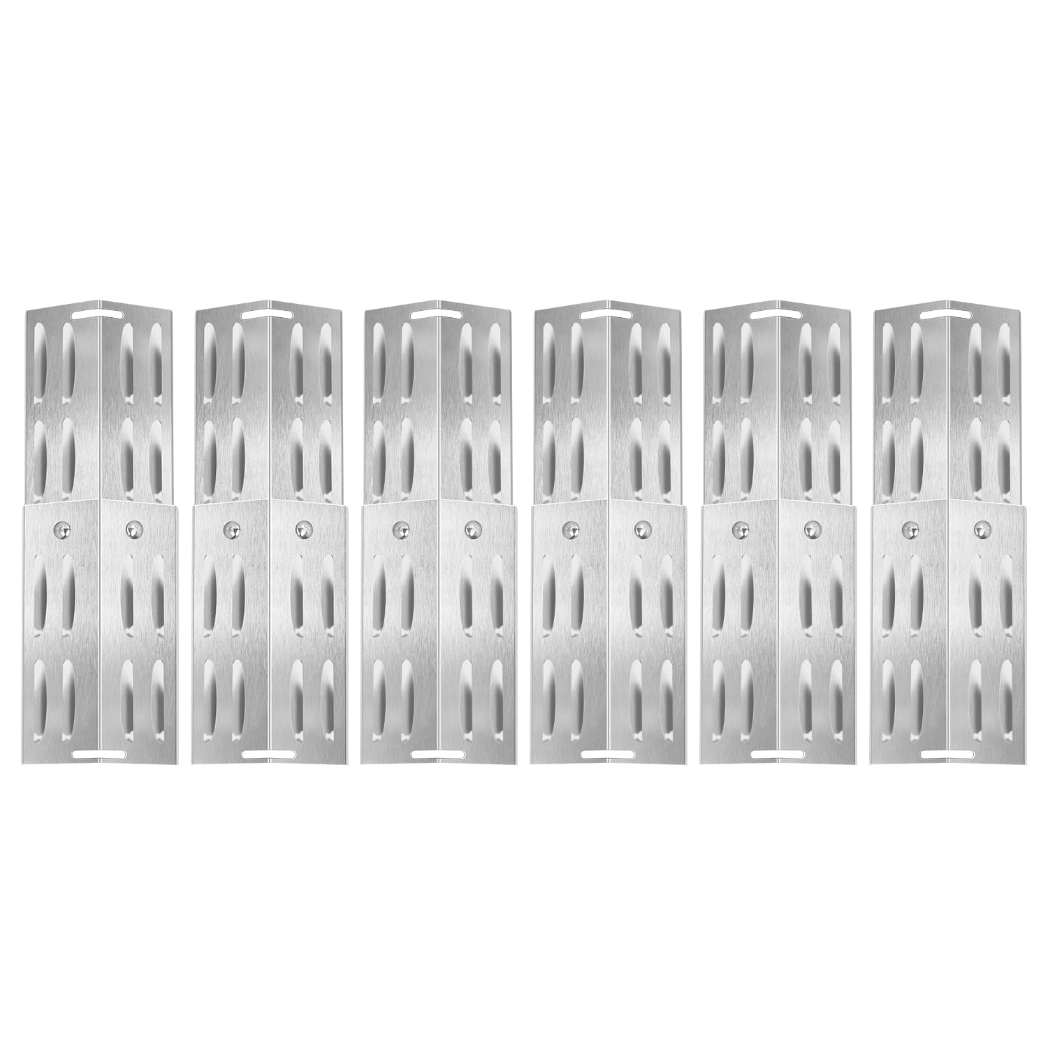 GLARETEX Universal Burner Cover Set, Stainless Steel Flame Plate Replacement Parts for Tepro EL Fuego Tepro Weber Landmann Burnhard Gas Grills, Pack of 6