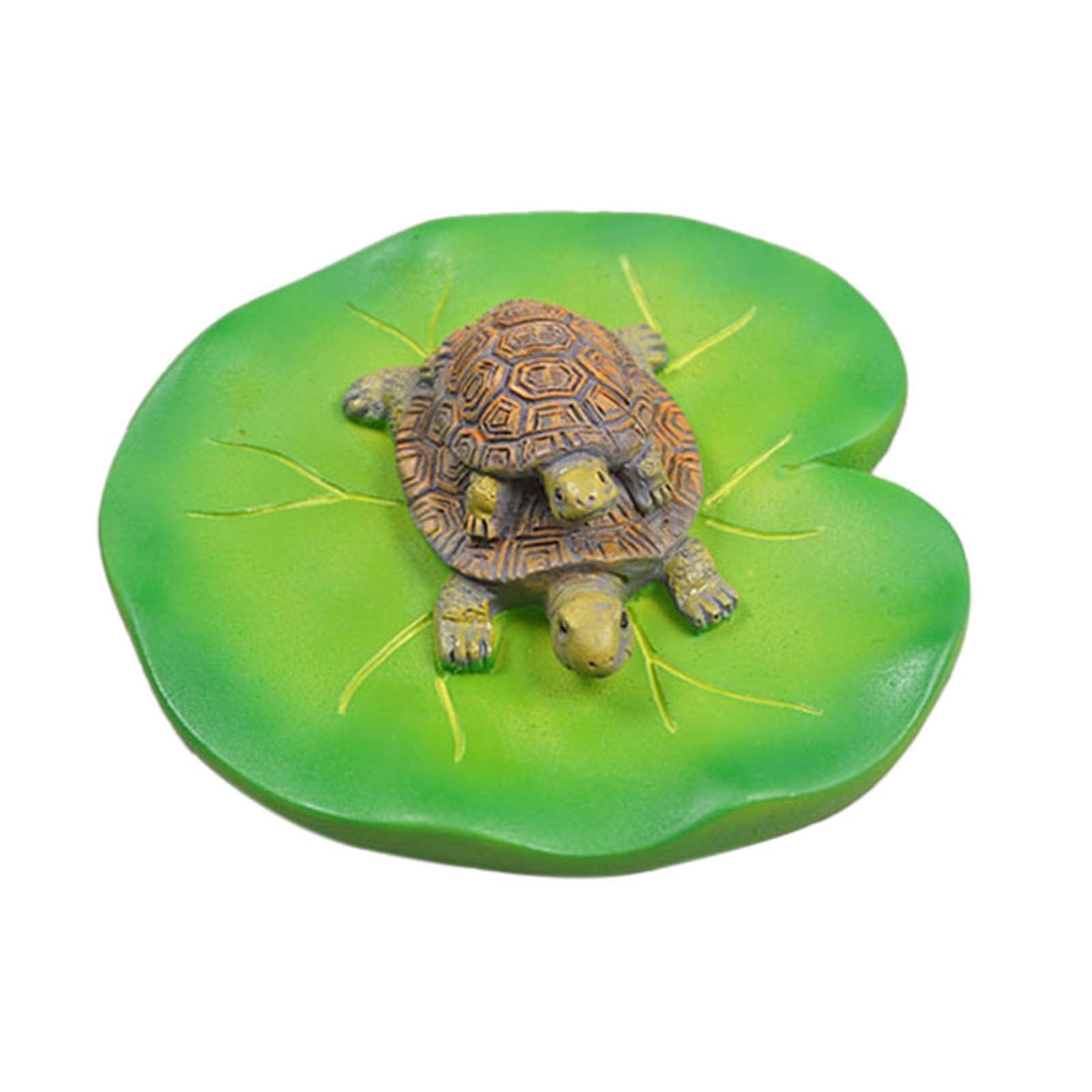 Glifora Floating Lotus Leaf Turtle Figurine - Double Tortoise Statue Sculpture, Outdoor Garden Yard Fishpond and Aquarium Decoration Ornament