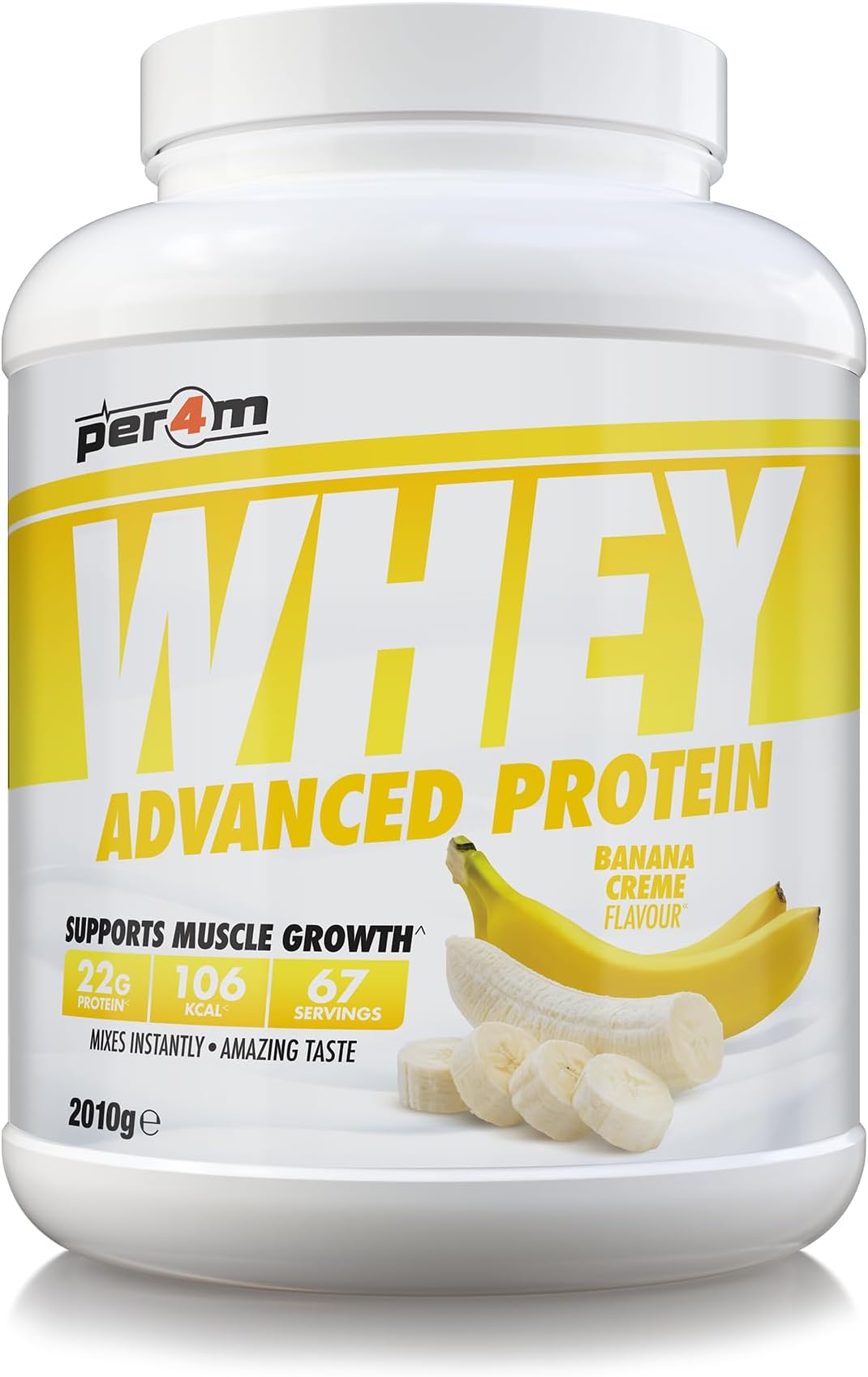 Whey Protein Powder | High Protein Shake for Muscle Growth & Recovery | Low Sugar Gym Supplement | Sports Nutrition Drink + Amino Acids (2010g, Banana Creme)