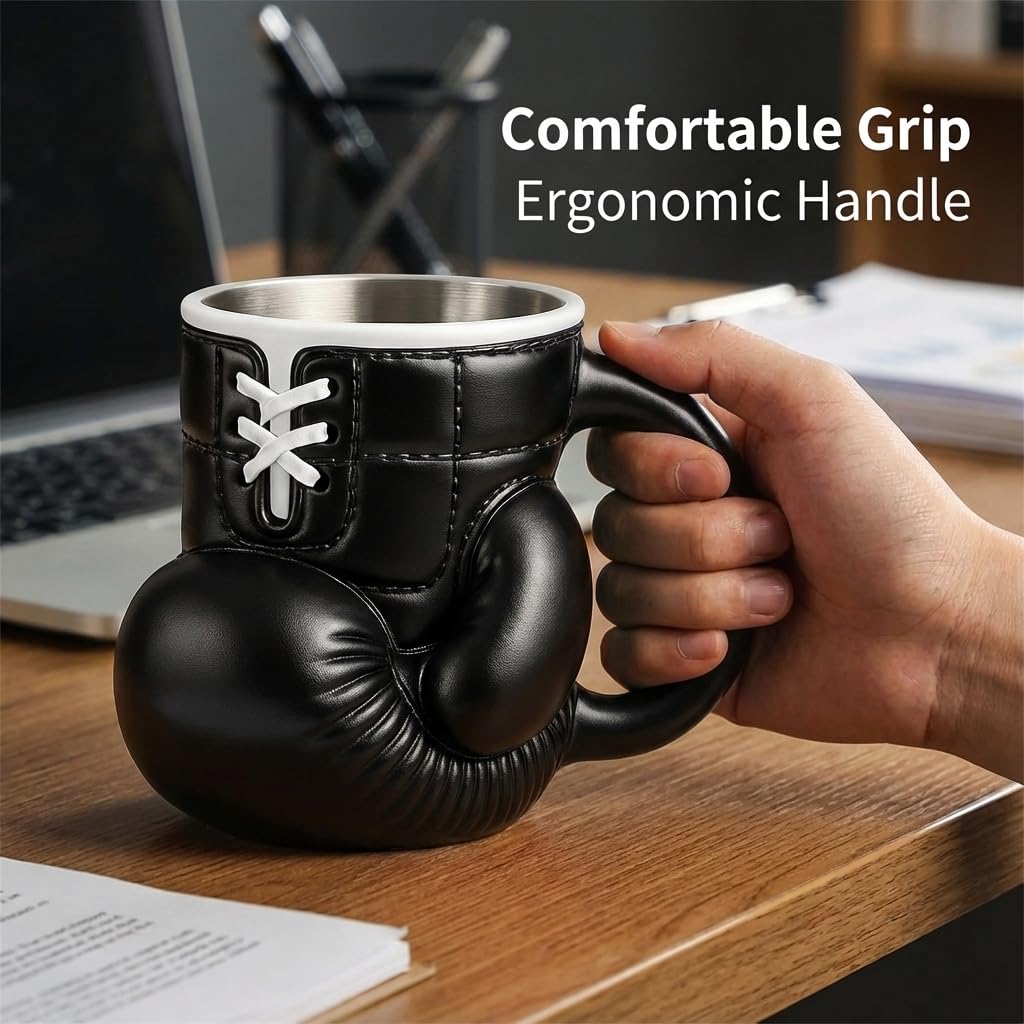 Taza De Café Original En Forma De Guante De Boxeo 200 ML, Divertida Y Resistente, Regalo Para Hombres, Aficionados Al Boxeo Y Deporte (Negro)