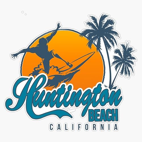 Huntington Beach California - Adhesivo de vinilo impermeable para laptop, pared, ventana, 5 pulgadas