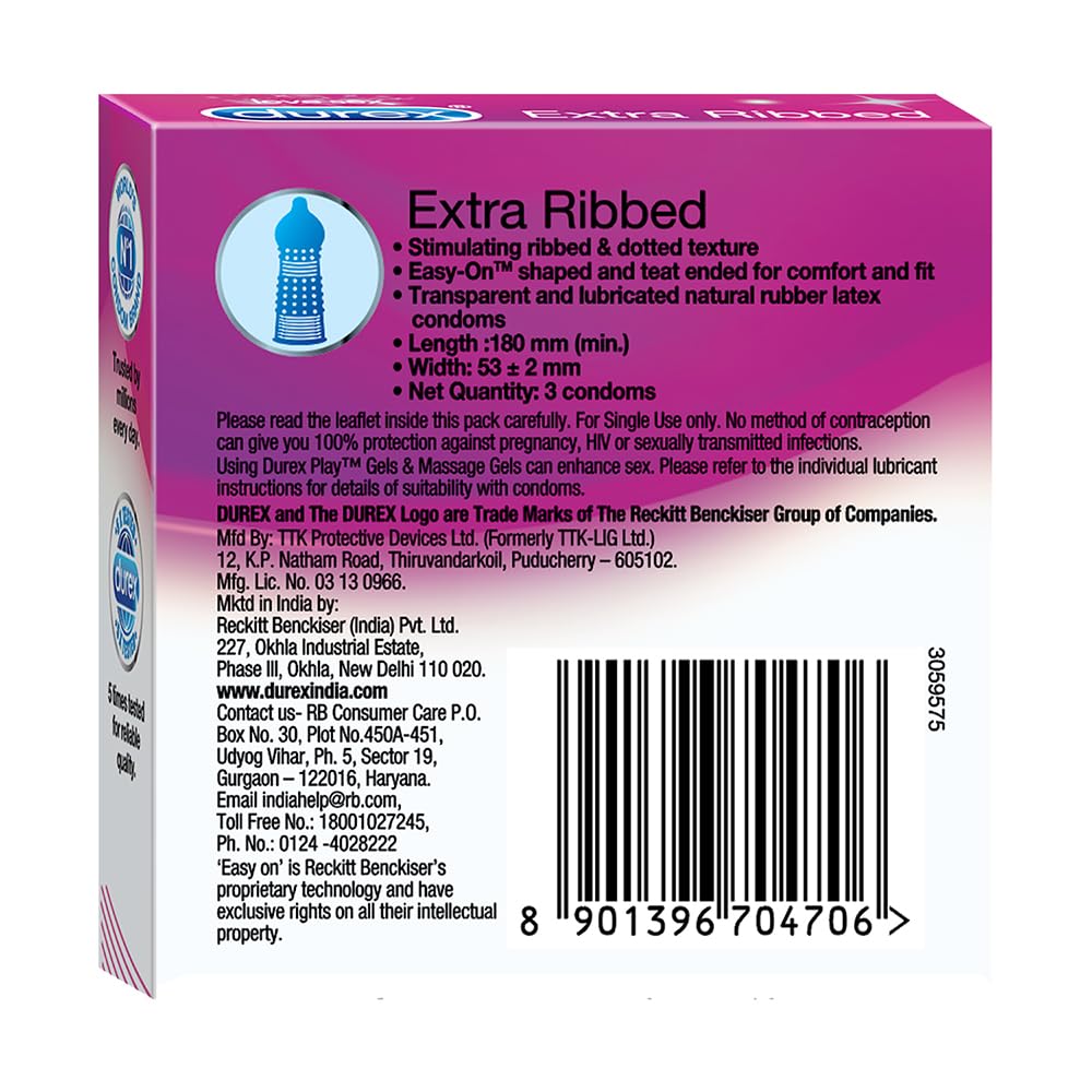 Durex Condoms, Extra Ribbed - 3 Count product image 10