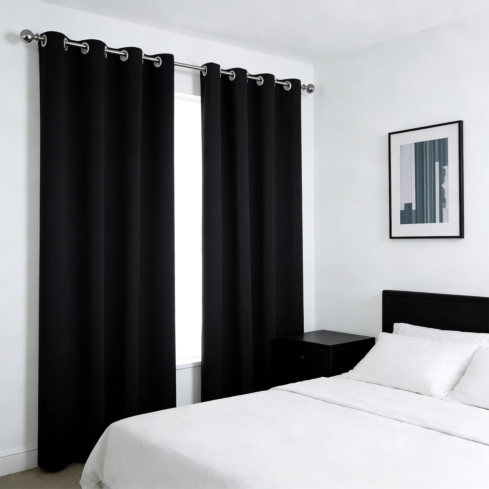 Rideau occultant 205x235 cm noir isolant thermique et phonique