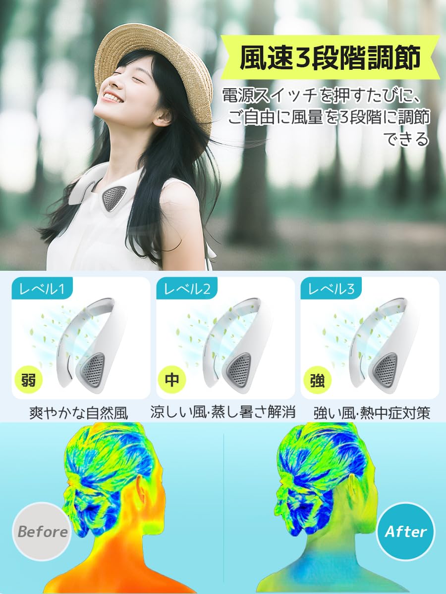 Amazon | 【2025年夏革新型】ネッククーラー 首掛け扇風機 羽なし 風量