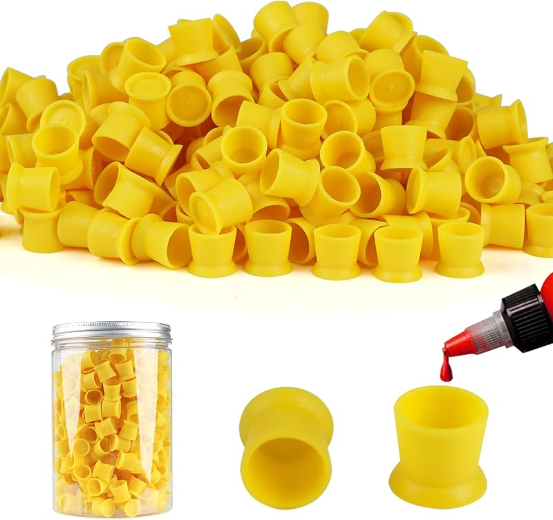 IFERO 300 Copos Descartáveis para Tinta de Tatuagem com Base, Silicone, Amarelo