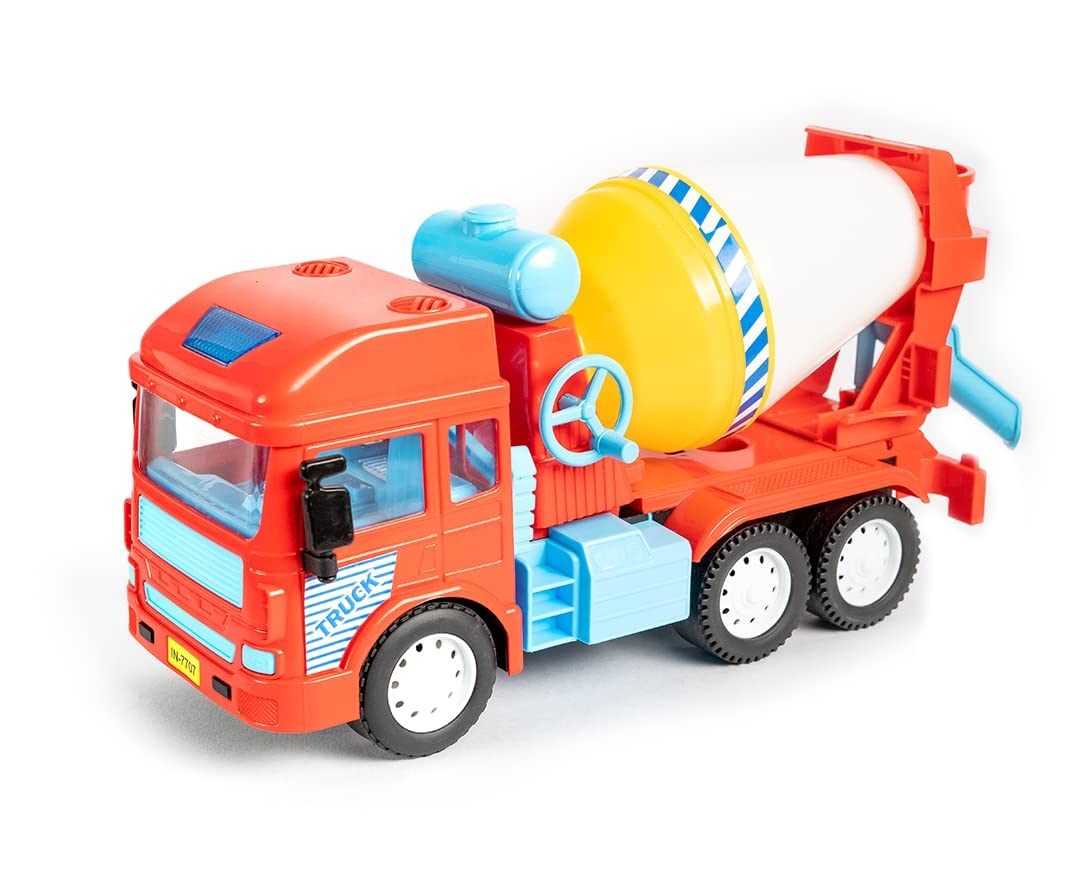 MT HUB THE TOY STORE New Cement Mixer Truck Friction Powered Realistic Big Size Automobile Construction Engineering Plastic Toy Vehicle For Kids (Multi)