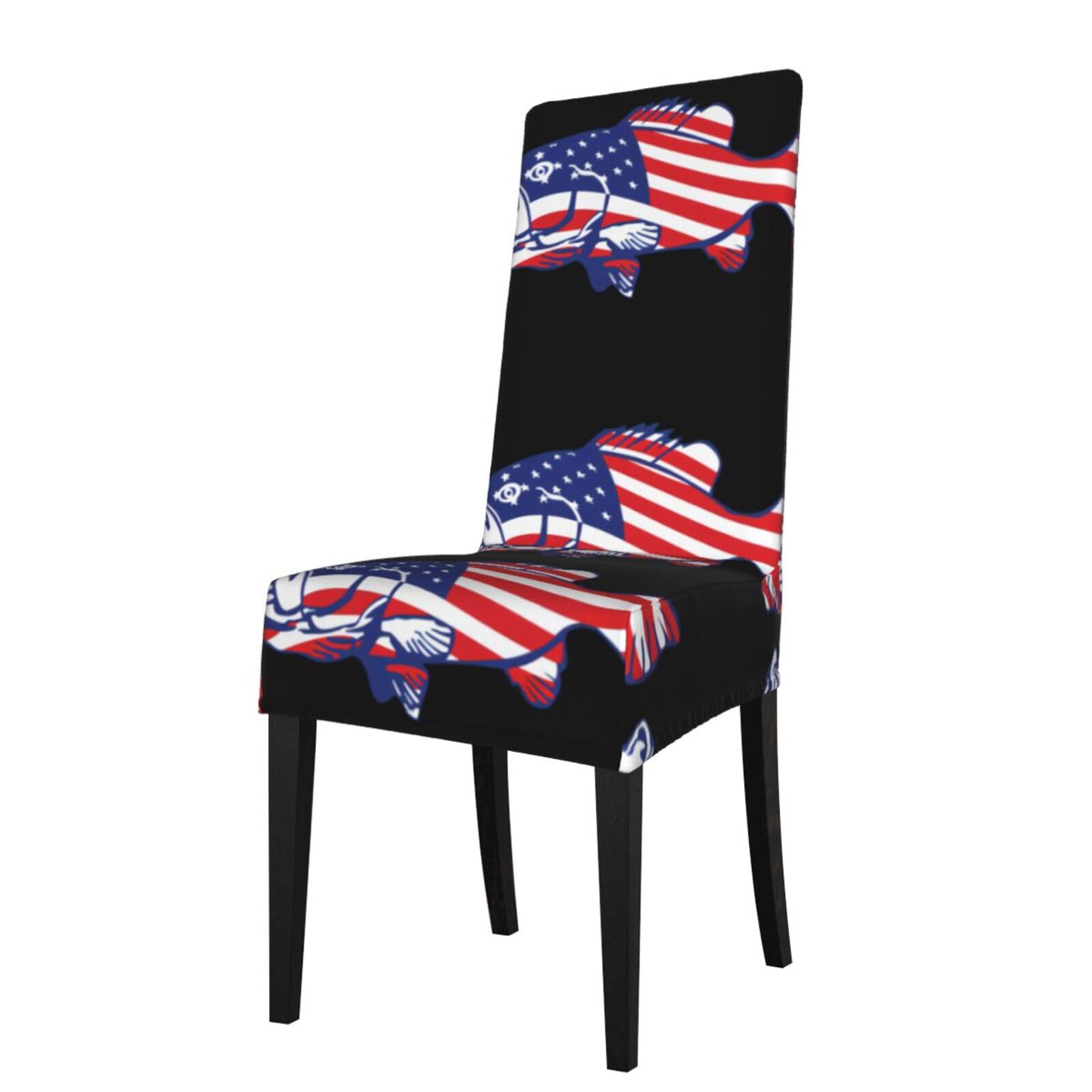 YYHHAOFA American Flag Patriotic Fishing Prints Protection Cover for Dining Chair - Stretch Slipcovers, Easy Refresh for Your Dining Room & Event Decor
