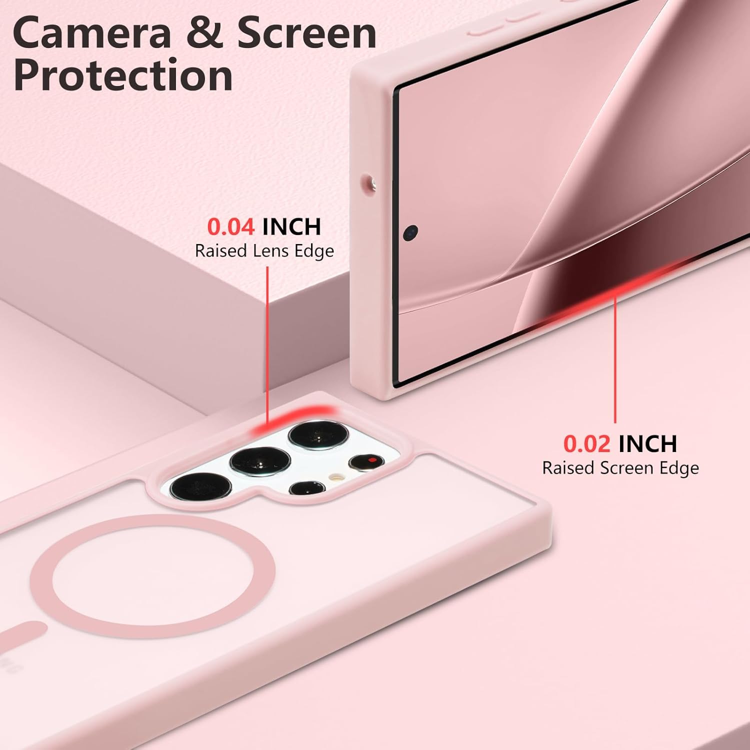 RALEAVO for Samsung Galaxy S25 Ultra Case Strong Magnetic Case [Compatible with Magsafe] Slim Shockproof Protective Phone Cover for S25 Ultra Phone Case with Translucent Hard Back,Pink - Image 3