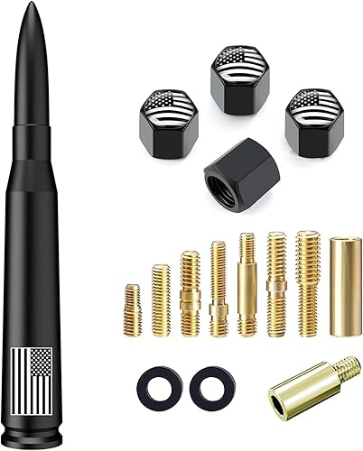 Miniatura 9 de American Flag 50 Cal Bullet Antena para Ford F150 F250 F350 Super Duty Ford Raptor Bronco Truck  antirrobo, GM Chevy Silverado 1500 2500 3500
