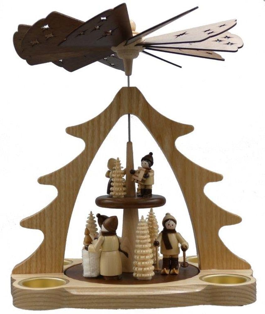 Pyramide de bougie chauffe-plat de Noël en bois animée pour illuminer l'hiver