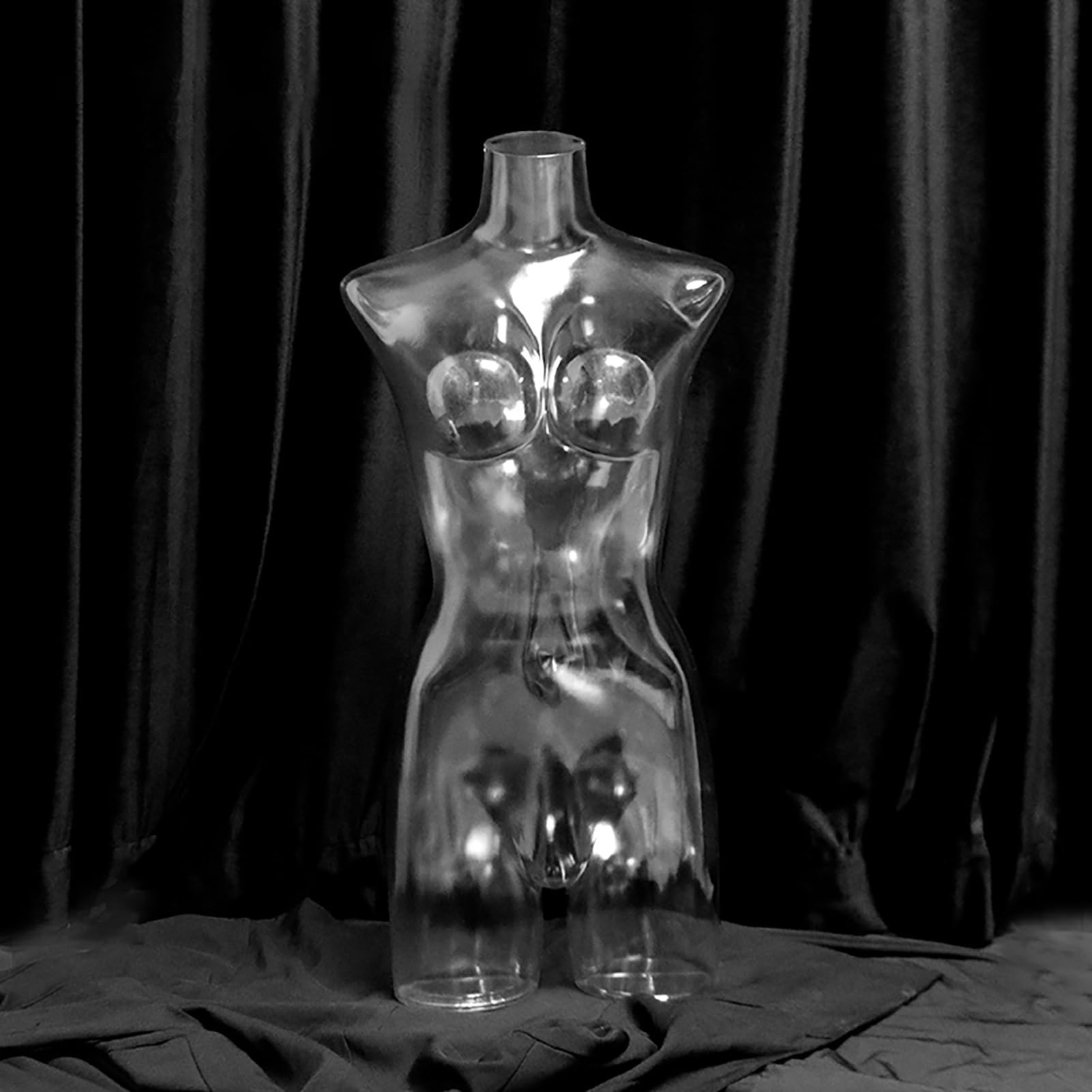 Maniquí transparente de plástico rígido para mujer, medio cuerpo, torso, vestido, ropa, sujetador, expositor