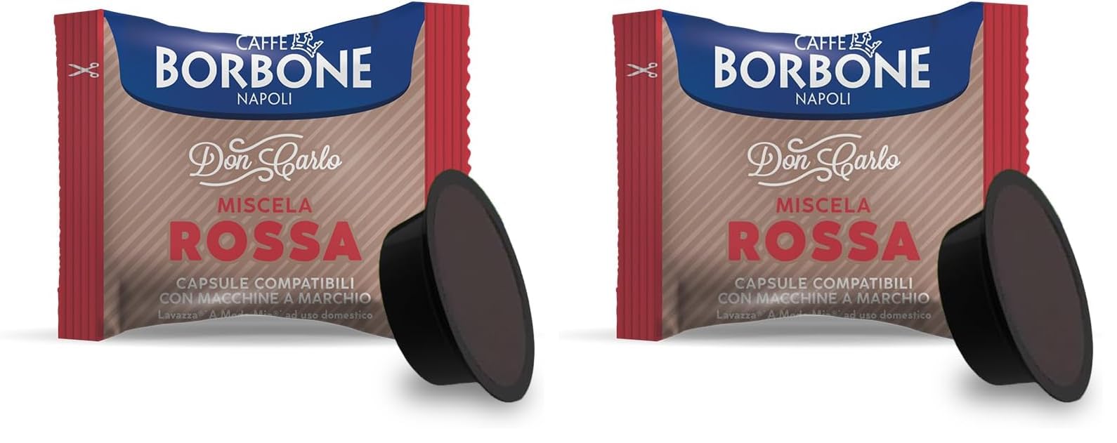 Caffè Borbone Don Carlo, Mélange Rouge - 100 Capsules - Compatibles avec les machines à café à usage domestique Lavazza* A Modo Mio* (Lot de 2)