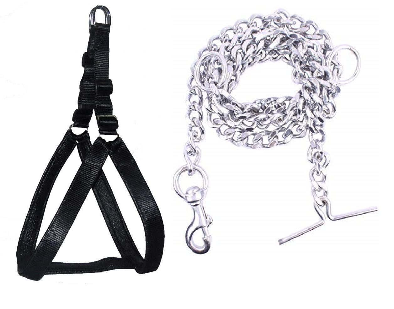 RvPaws Combo Adjustable Padded Chest Belt Harness & Dog Chain for Large & Medium Dogs (1 Inch, Black) (B09N74BR4J) Amazon Price History, Amazon Price Tracker