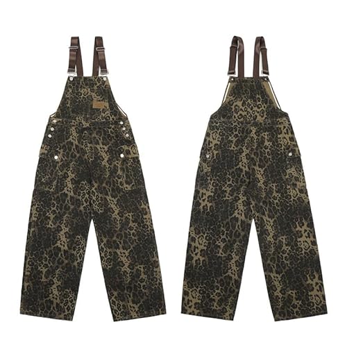 Coolmonar Women'S Y2K Leopard Print Jeans Overall Chic Streetwear Baggy Wide Leg Jumpsuit Retro Hip Hop Loose Trouser thumb #5