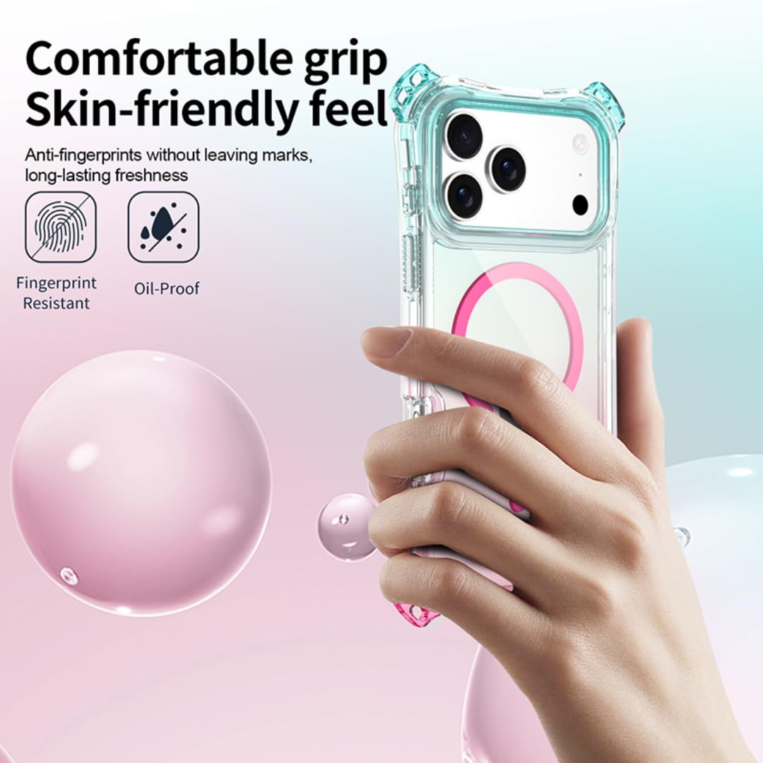3-in-1 Schutzhülle mit Vier-Ecken-Airbag, stoßfest, magnetisch, Farbverlauf (für iPhone 16 Plus/Hellblau-Lila)