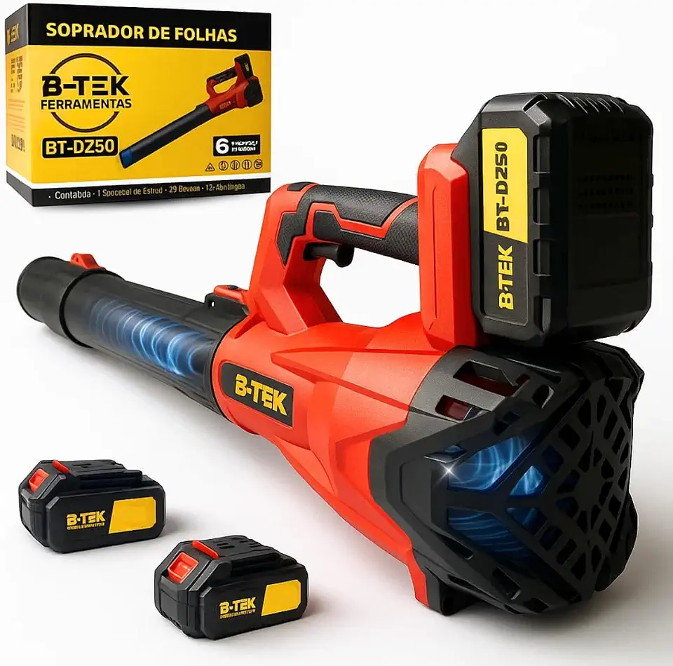 Soprador de Folhas a Bateria 21 V – Potência Turbo 450 km/h, Sem Fio, Portátil e Leve para Jardim, Quintal, Casa e Carro