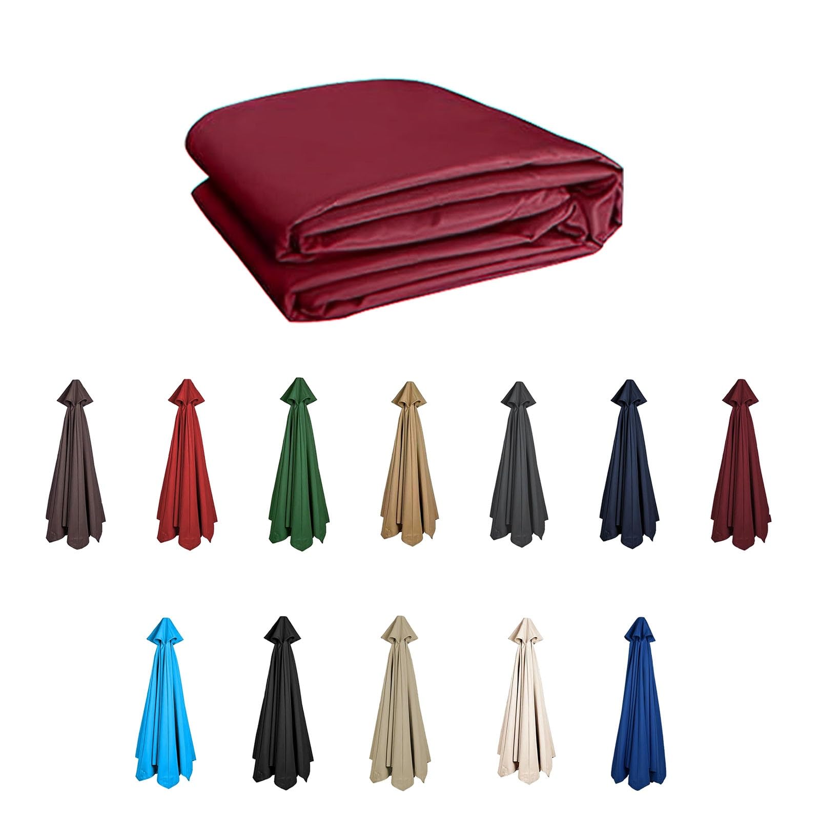 Umbrella Replacement Canopy, 6 Ribs / 8 Ribs Replacement parasol fabric cover, Replacement Garden Umbrella Cover, Round, 11 Colours, For Garden Umbrella(Burgundy,8ribs:2m/6.5ft)