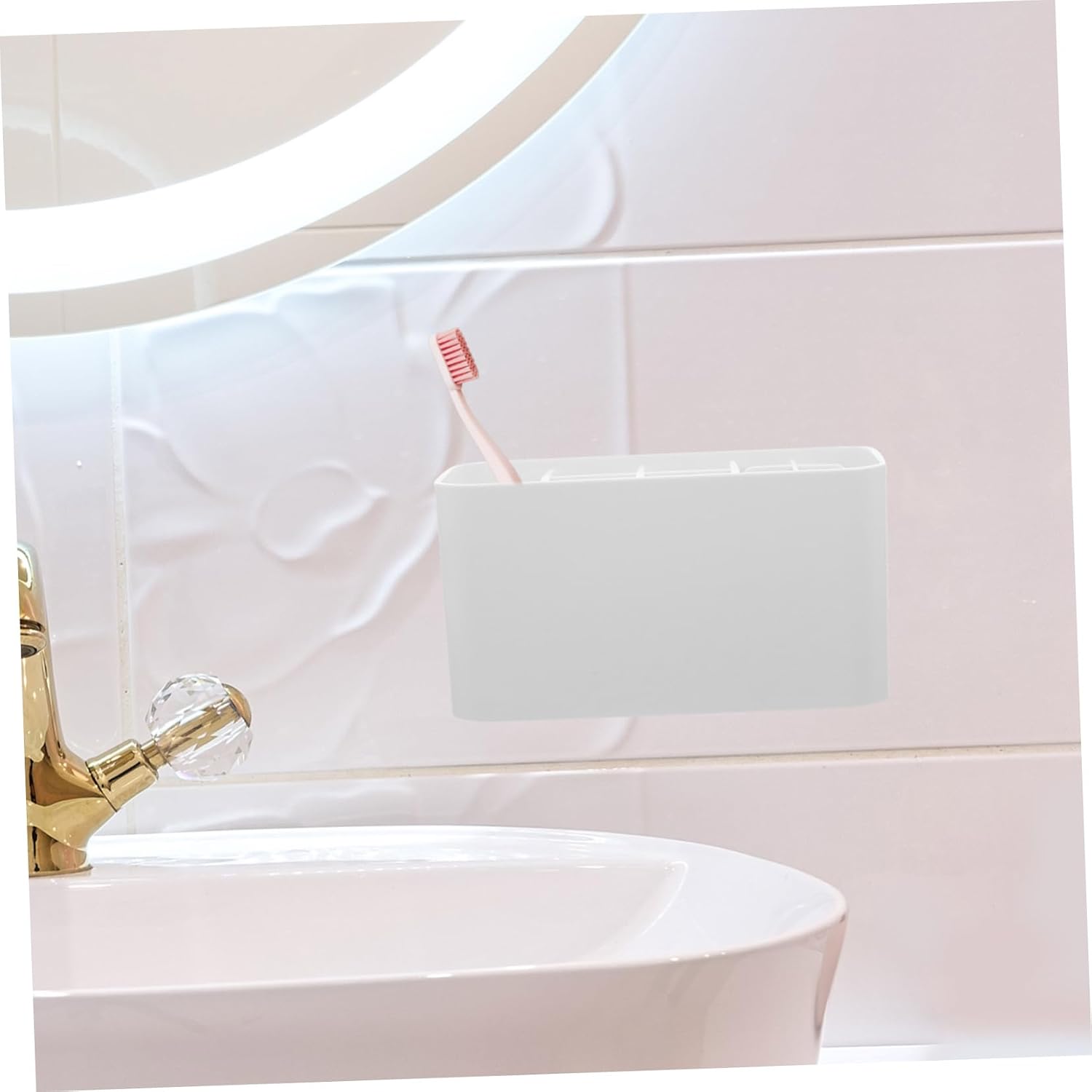 Brushing Holder Wall-Mounted Bathroom Organizer White Toothbrush Holder for Bathroom