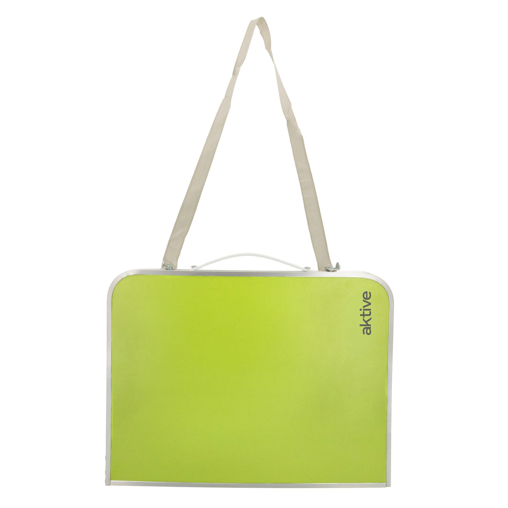 AKTIVE Tavolo da spiaggia pieghevole, Tavolo da spiaggia basso, 60x40x25 cm, verde, struttura in metallo, piano in legno, piccolo tavolo da campeggio pieghevole, blocco di sicurezza, Campeggio