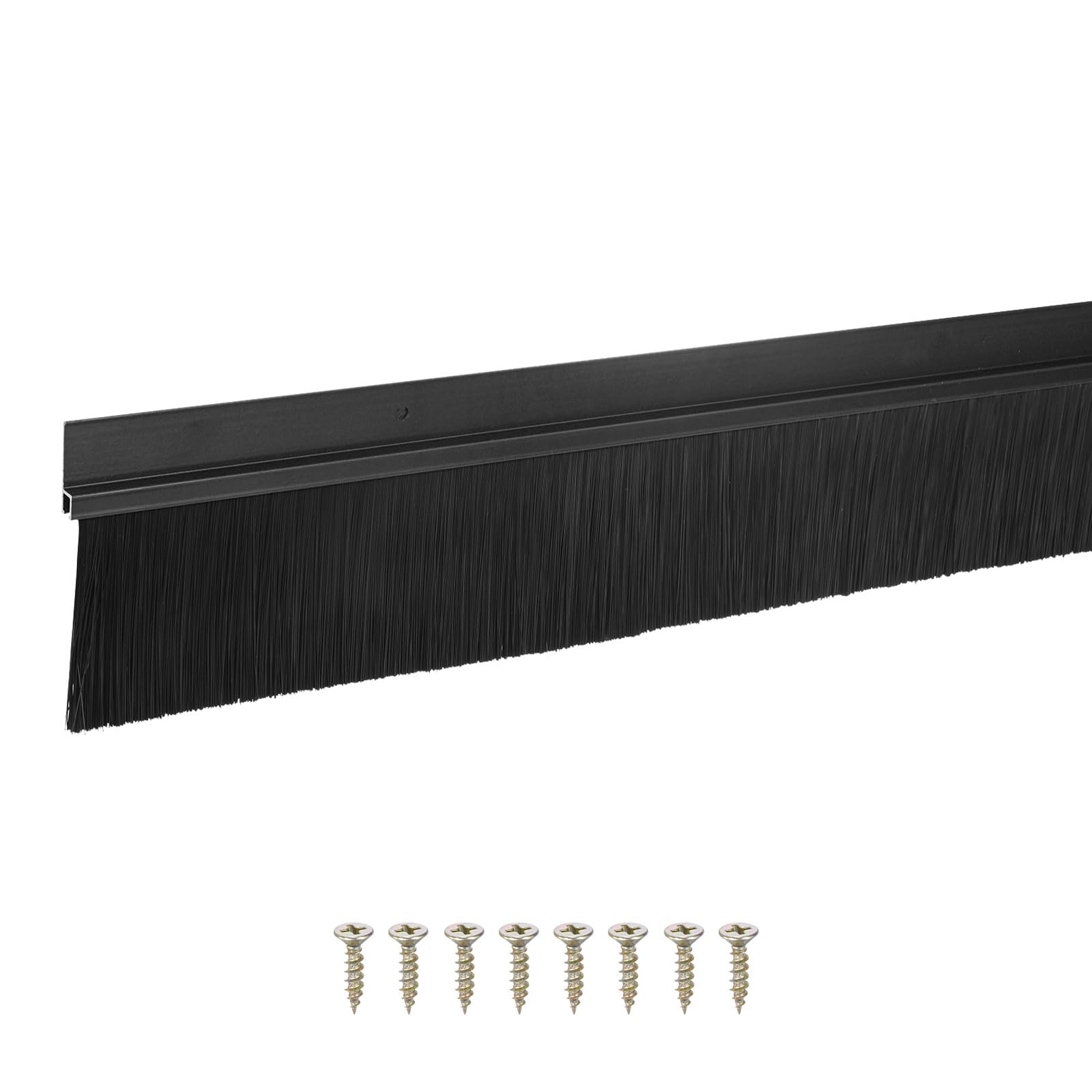 M METERXITY Cepillo Para Puerta Barrido Inferior 39" L X 3.3" W Base De Aleación De Aluminio En Forma De H Con Cerdas De Nylon De 2.4" Para Sellado De Puertas [Negro]