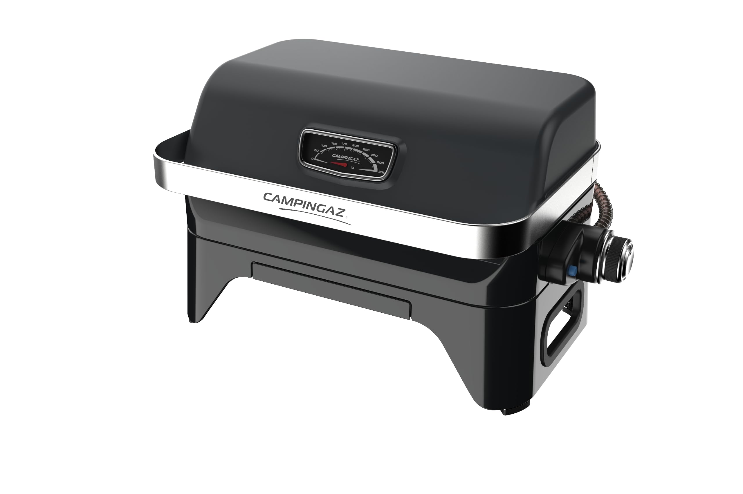 CAMPINGAZ Attitude2go Barbecue à gaz avec couvercle portable pour balcon, barbecue de camping avec thermomètre et grill en fonte, fonctionne avec des bouteilles de gaz standard