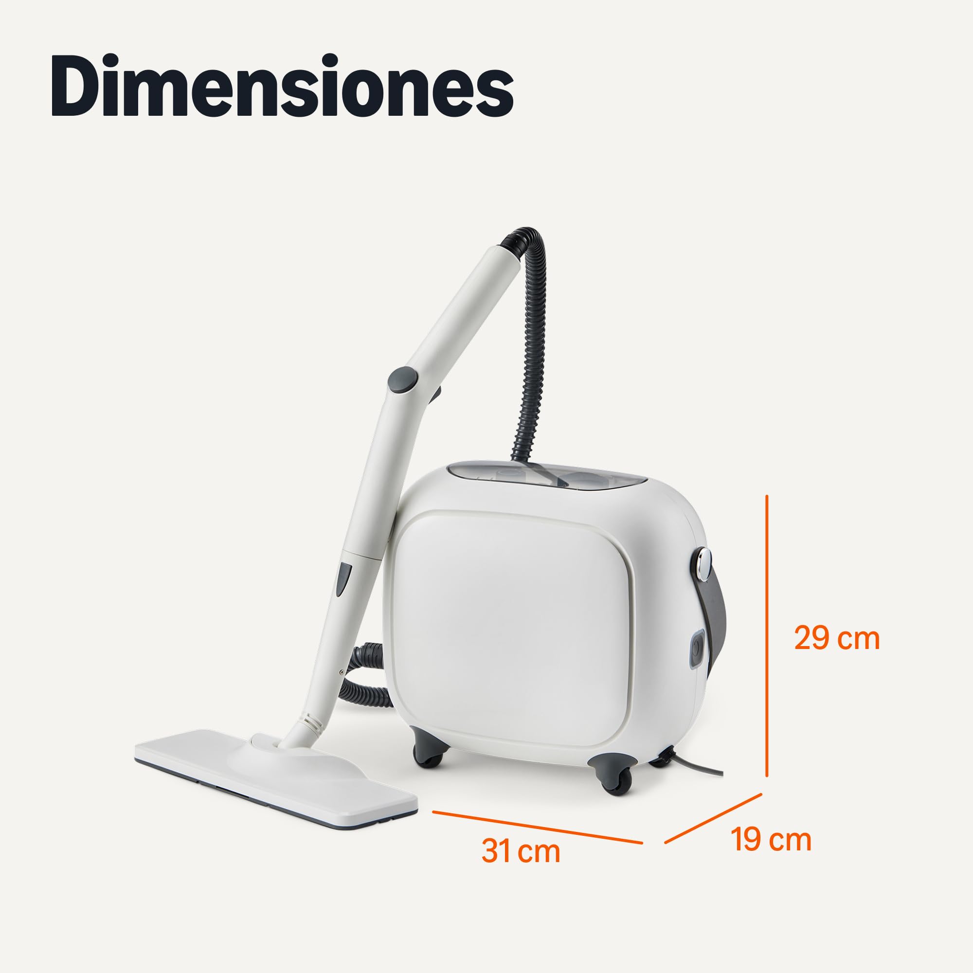 Amazon Basics Limpiador a Vapor Multiusos 1500W 1,5L 22 Accesorios Blanco