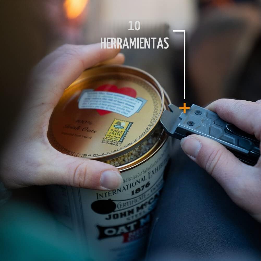 Gerber Herramienta multifunción con 10 funciones, Cuchillo de hoja lisa, LockDown Pry, Aluminio/5Cr15MoV, Gris, 31-003706