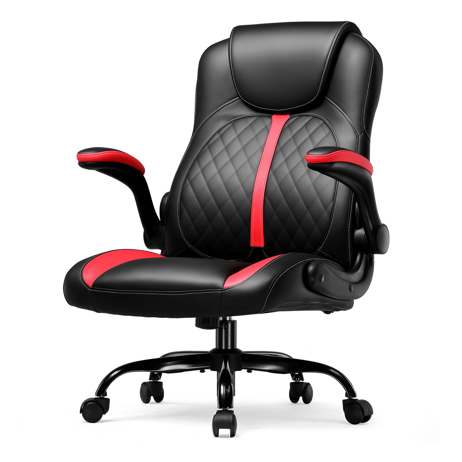 GTPLAYER Office Computer Gaming Chair Ergonomic Desk Chair for Adults with Lumbar Support Flip-Up Arms Adjustable Height Swivel Wheels PU Leather