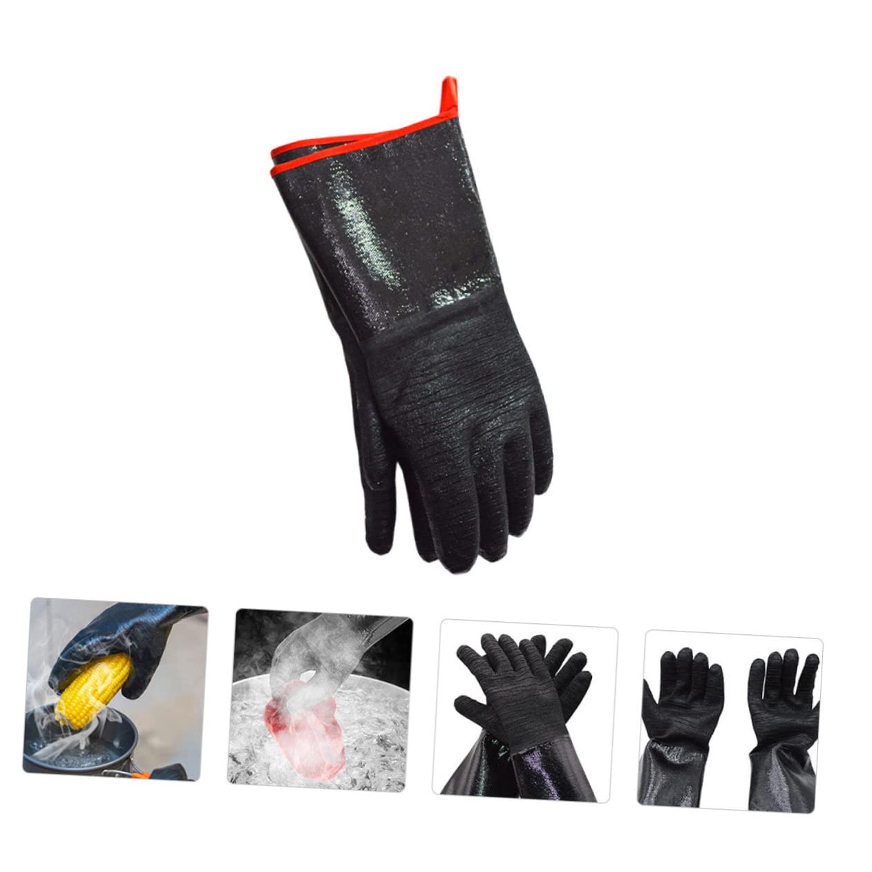 Guanti da Forno in Neoprene Neri 1 Paio Resistenti al Calore
