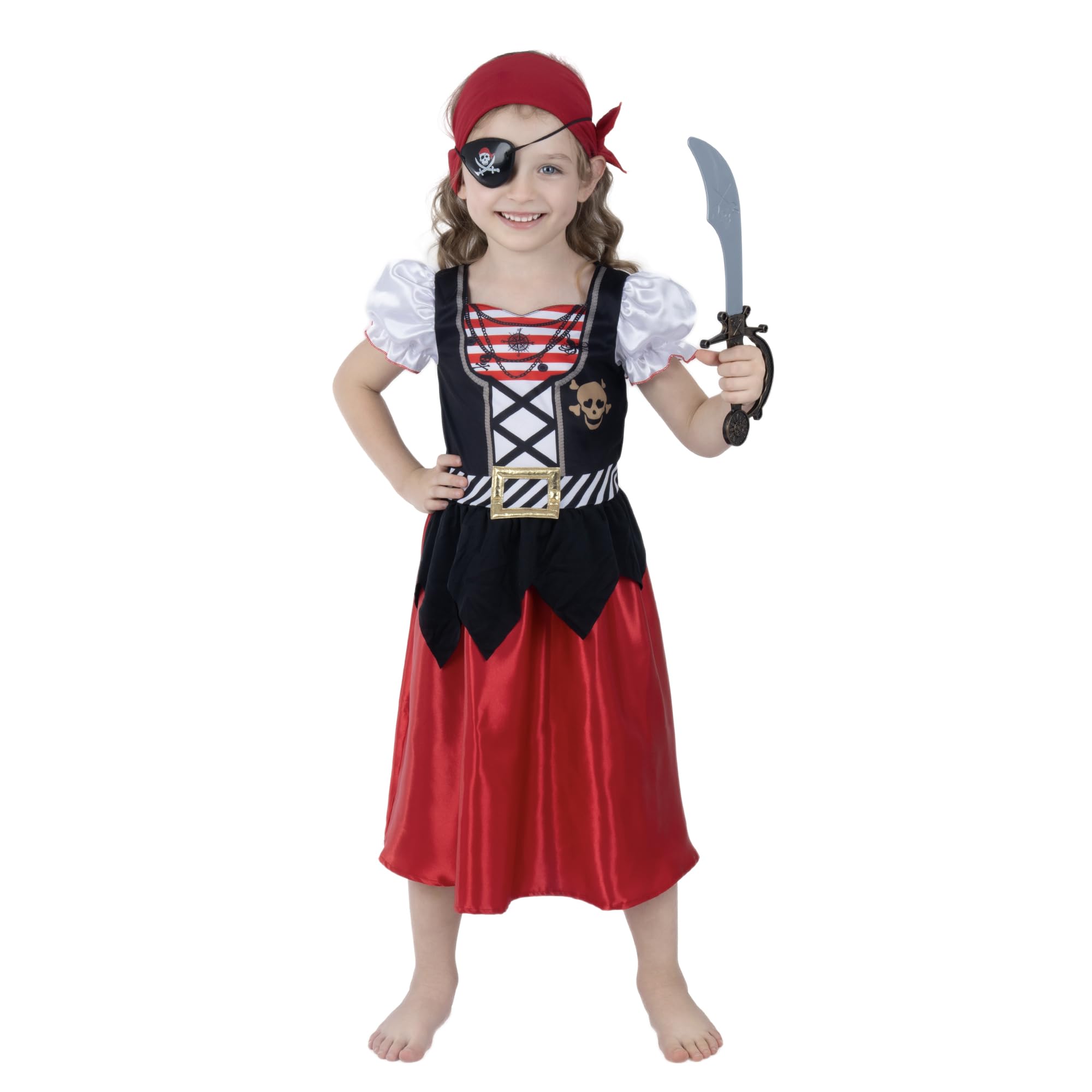 Lingway Toys Girls Deluxe Pirate Costume,Buccaneer Princess Dress for Kids