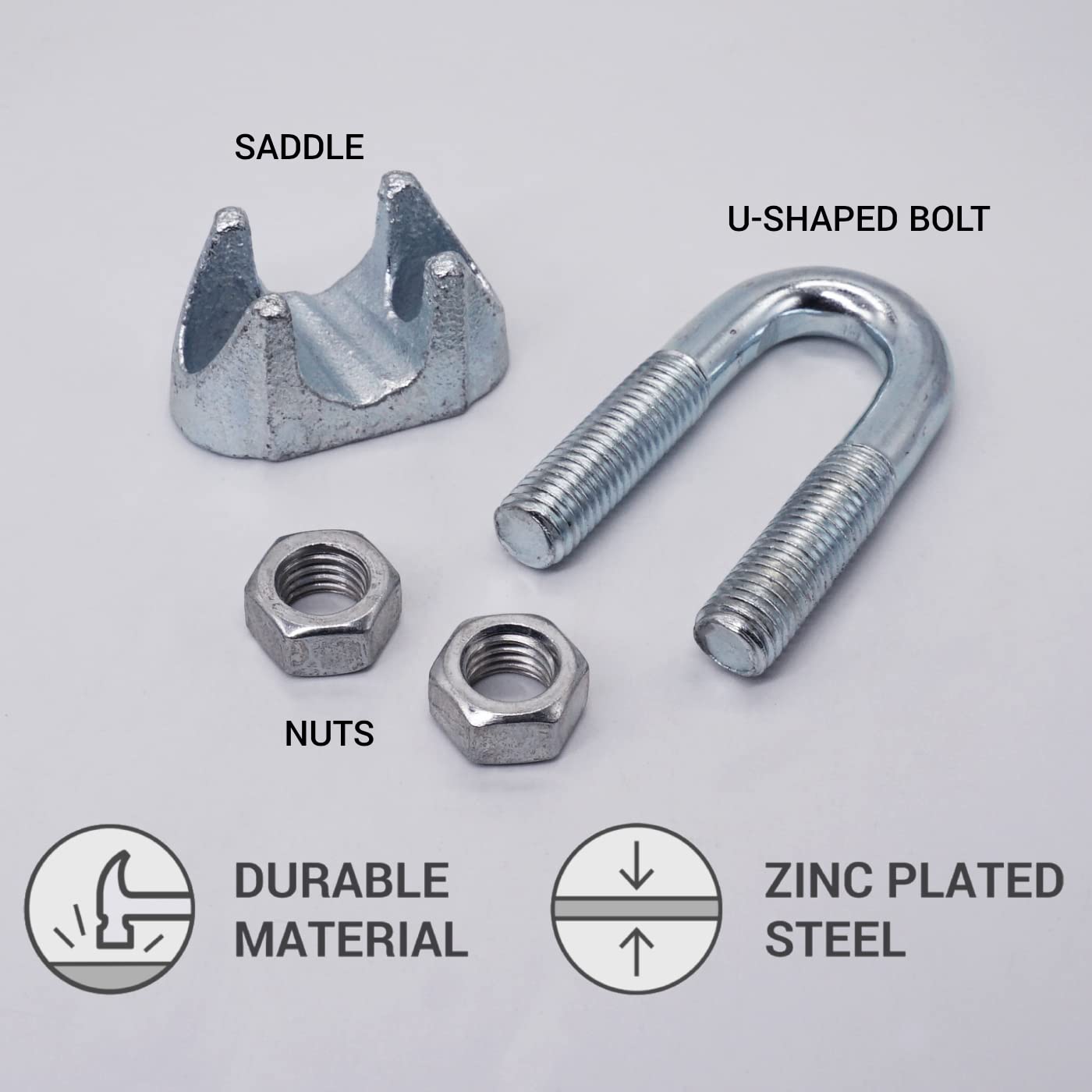 Image secondaire de Lot de 2 colliers de serrage M14 en acier pour câbles Ø 22 mm