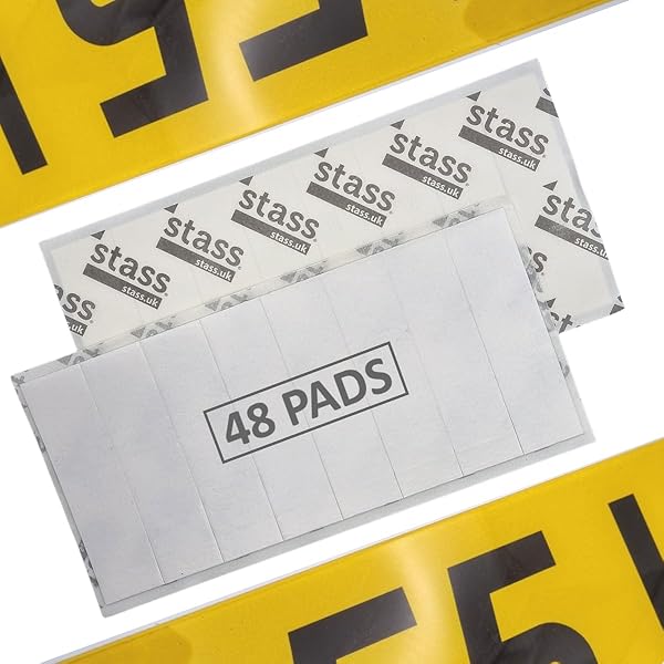 STASS 'PlateFit' Number Plate Sticky Pads (24 Pack), Extra Strong Double Sided Foam Adhesive Strips, Drill-Free Mounting Tape for UK Registration/Licence Plates, Weatherproof - 5