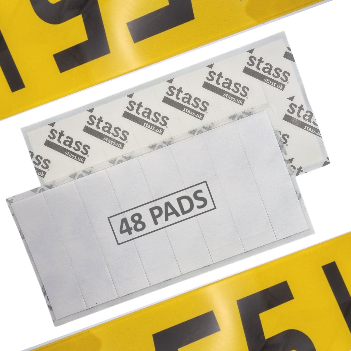 STASS 'PlateFit' Number Plate Sticky Pads (24 Pack), Extra Strong Double Sided Foam Adhesive Strips, Drill-Free Mounting Tape for UK Registration/Licence Plates, Weatherproof — view 5
