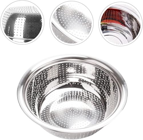 Miniatura 8 de Housoutil Colador de alimentos de acero inoxidable para lavado de arroz, colador de malla, colador de bayas, cesta de lavado de verduras, cuenco de