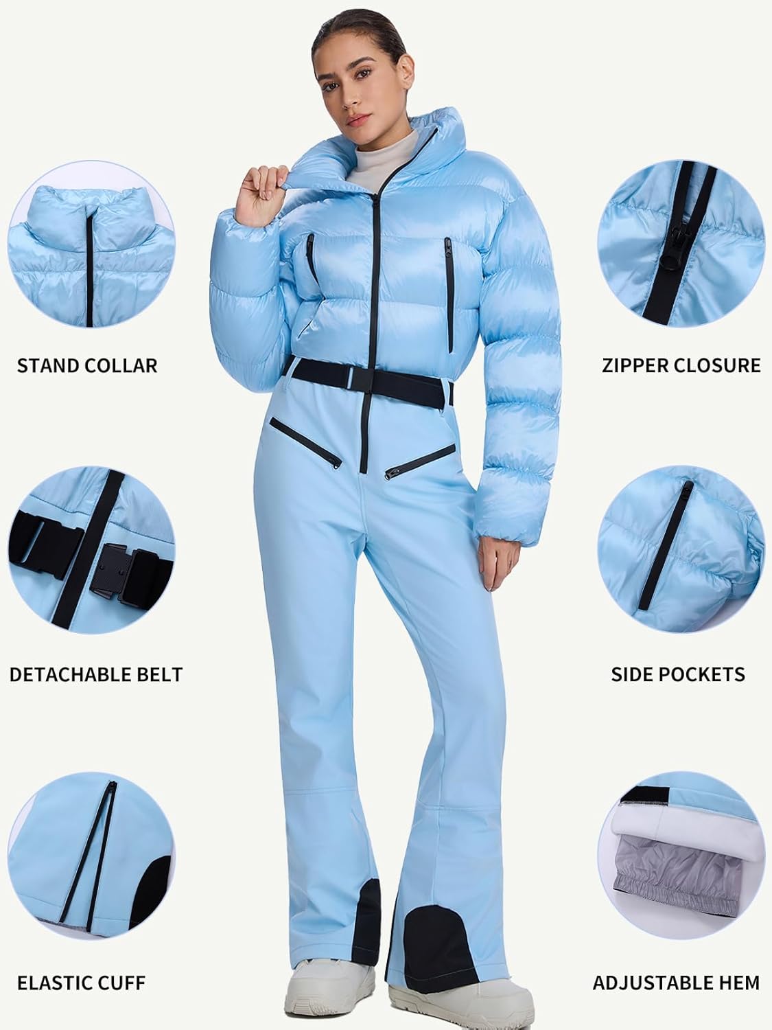 RIUIYELE Women's One Piece Ski Suit Slim Fit Snowsuits Jumpsuits Waterproof Winter Snowboarding Snow Suits - Image 6