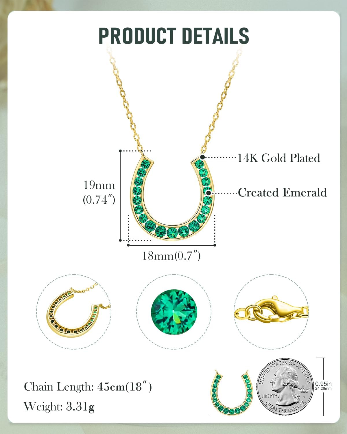 Sterling Silver Lucky Horseshoe Necklace for Women Cute U Pendant Necklace Elegant Birthday Wedding Jewelry(with Gift Box)