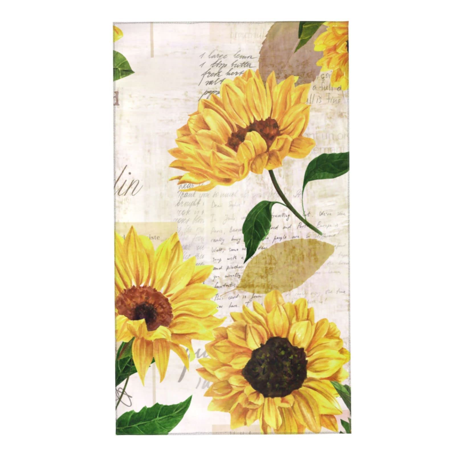 COVASA Sunflower Hand Towels for Bathroom Set of 2,Vintage Yellow Floral Towels Ultra Soft Absorbent Decorative Small Bath Towels Washcloth Kitchen