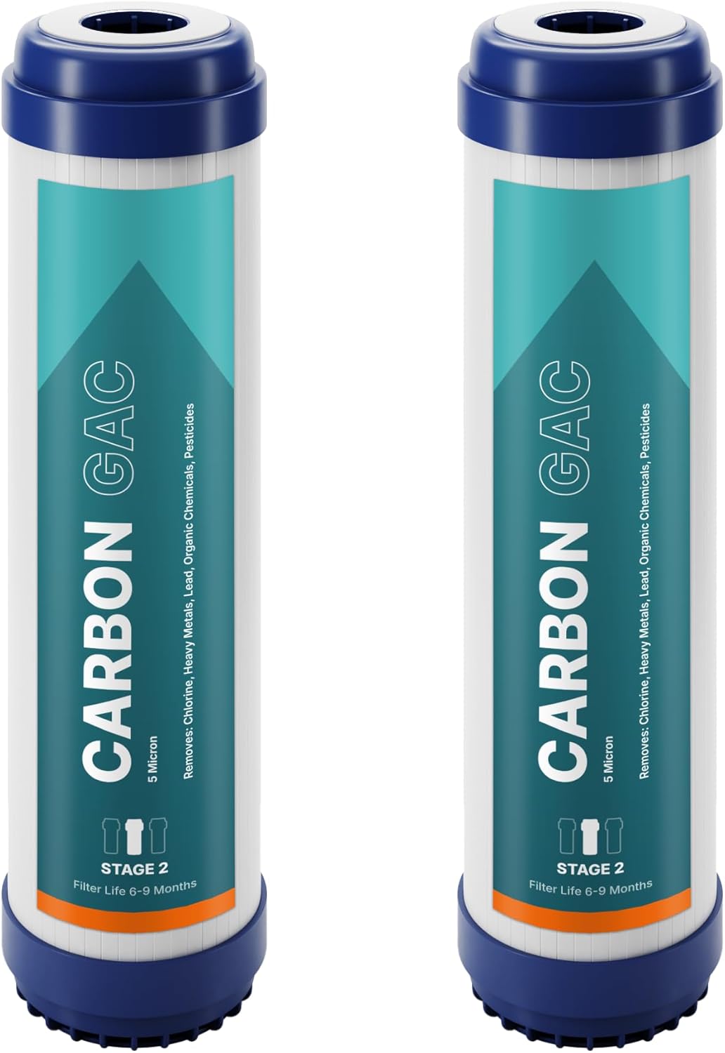 NU Aqua Reverse Osmosis Granular Activated Carbon Filter Cartridge Replacement - 10 Inch 1 Micron Universal GAC RO - 2 Pack of Premium Filters