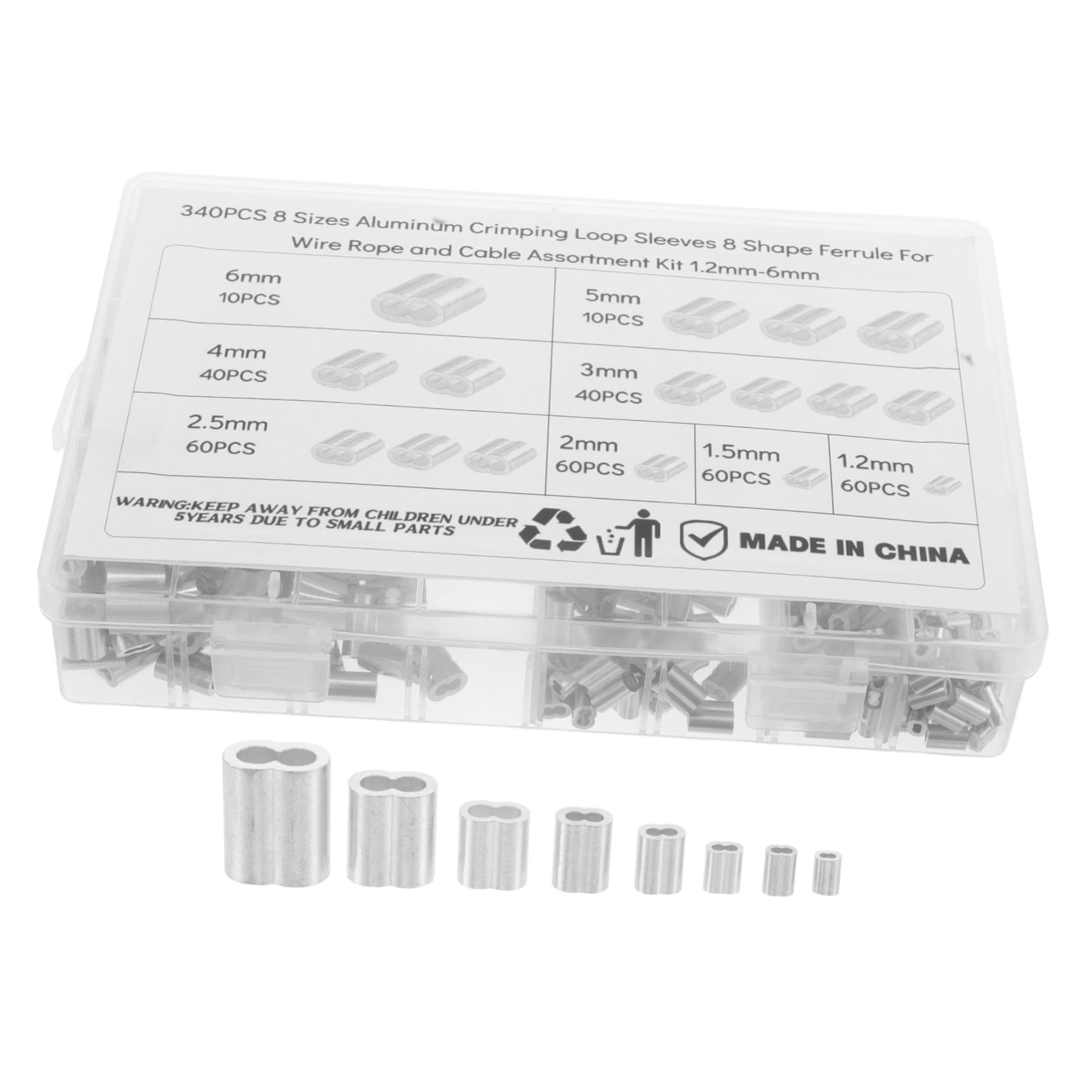 Manchon à Sertir Aluminium Double Trou pour Câble Métallique Boucle de Sertissage Résistante Kit Pince de Câble Robuste pour Usage Industriel et Marin