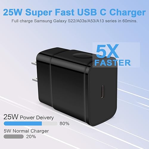 Miniatura 5 de Cargador súper rápido tipo C, cargador de pared USB C de 25 W de carga rápida para Samsung Galaxy S25 Ultra/S24 Ultra/S23 Ultra/S22 Ultra/Z Fold 7