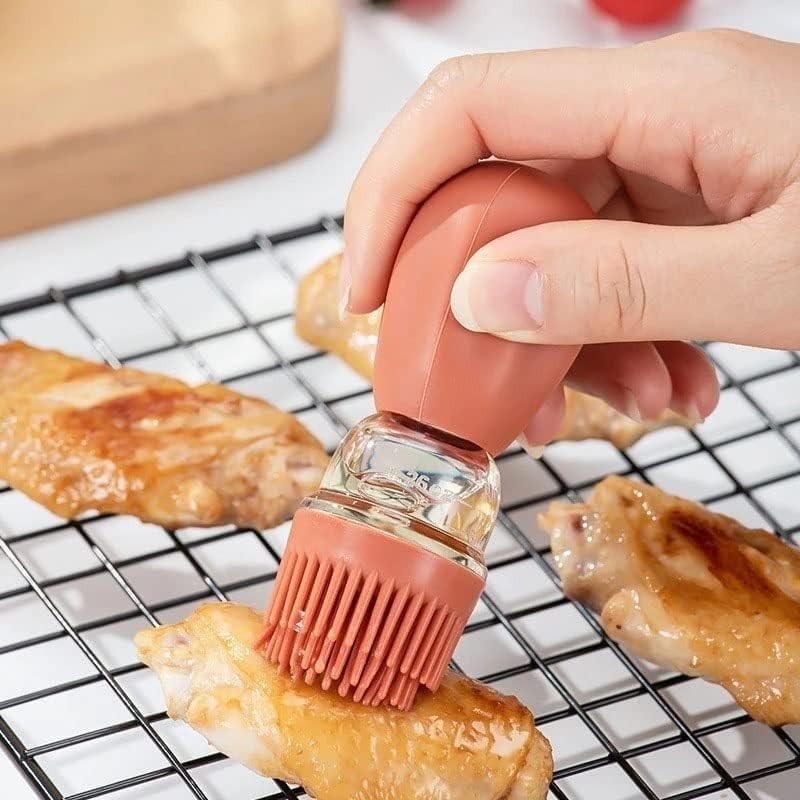 Kitchen Brush Silicone Glass Container Oil Pump Pot Vinegar Spray BBQ Cookware Dispenser Cooking Condiment (Color : A, Size : One Size)