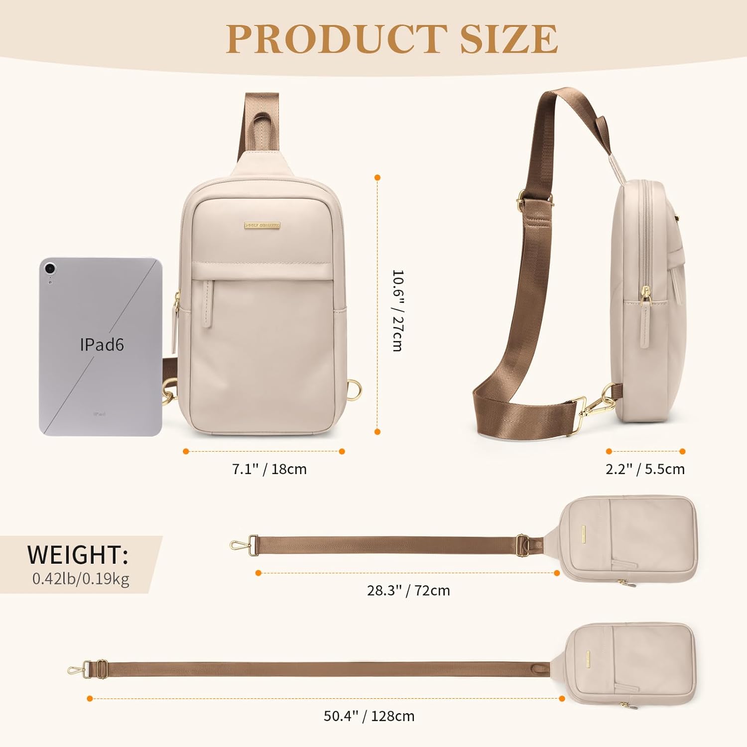 GOLF QUALTY Large Capacity Crossbody Bag Spacious Fanny Pack for essentials Casual Waist Pack for Women & Men,Apricot - Image 5