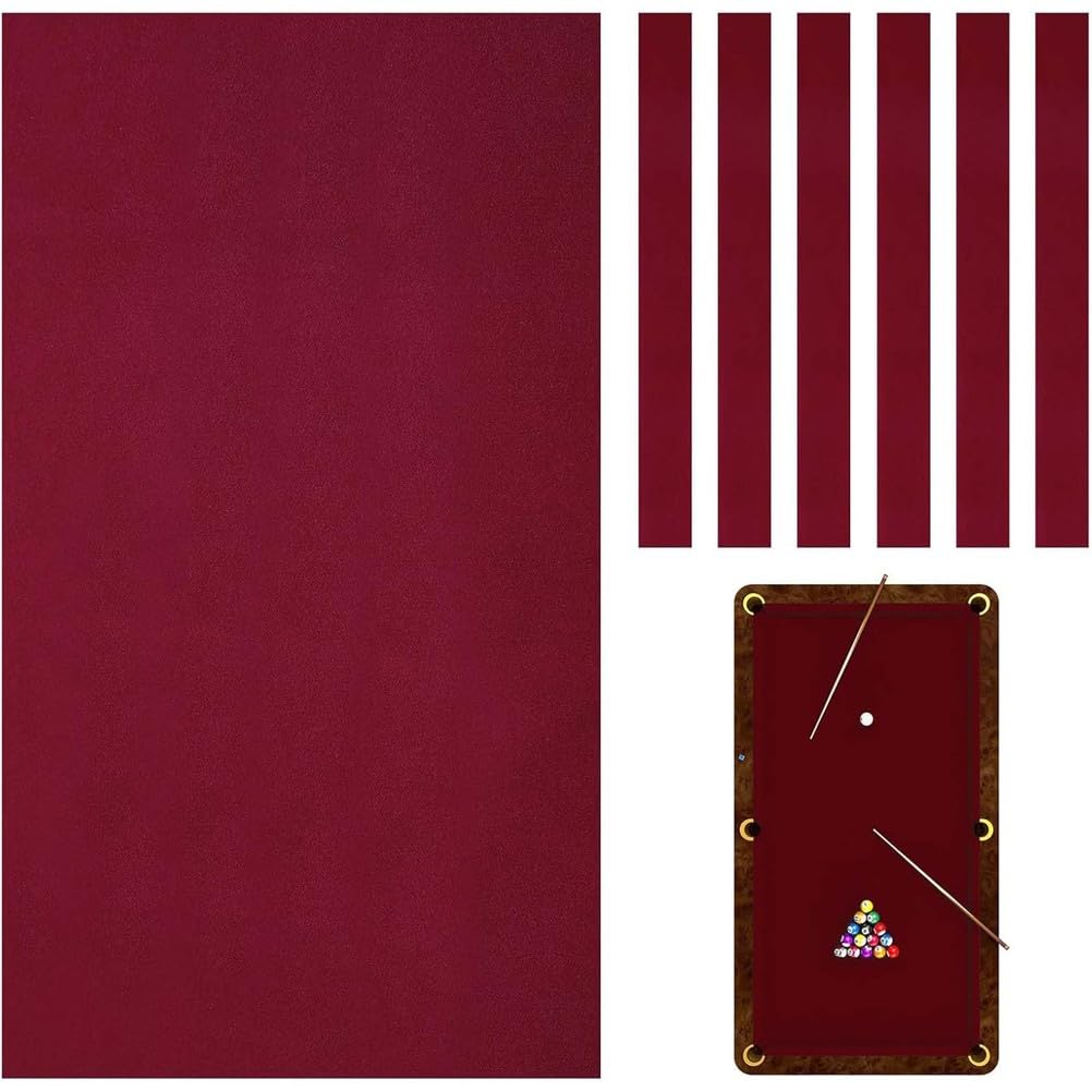 Nappe de Billard, Tapis de Billard en Feutre de Haute qualité, Accessoires de Nappe, pour Tables de Billard d'intérieur barsclubs, Super capacité d'étirement,Rouge,7ft
