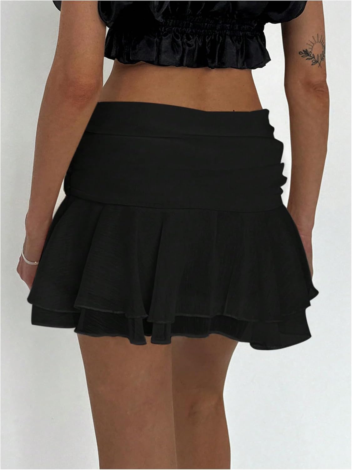 MakeMeChic Women's Ruffle Mini Skirt Tiered Layer Mesh Sheer Flared Rave Party Skirts - Image 3