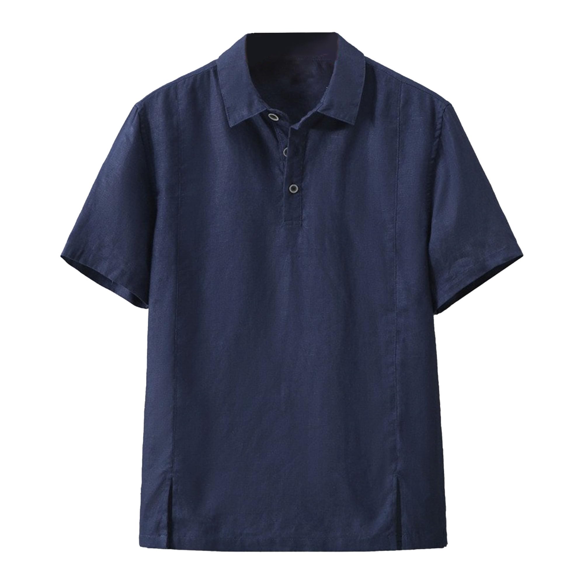 Herren Sommer Leinen Poloshirts Leinen Polo Kurzarm Hemd Leicht Einfach Dünn Retro Golf Shirts