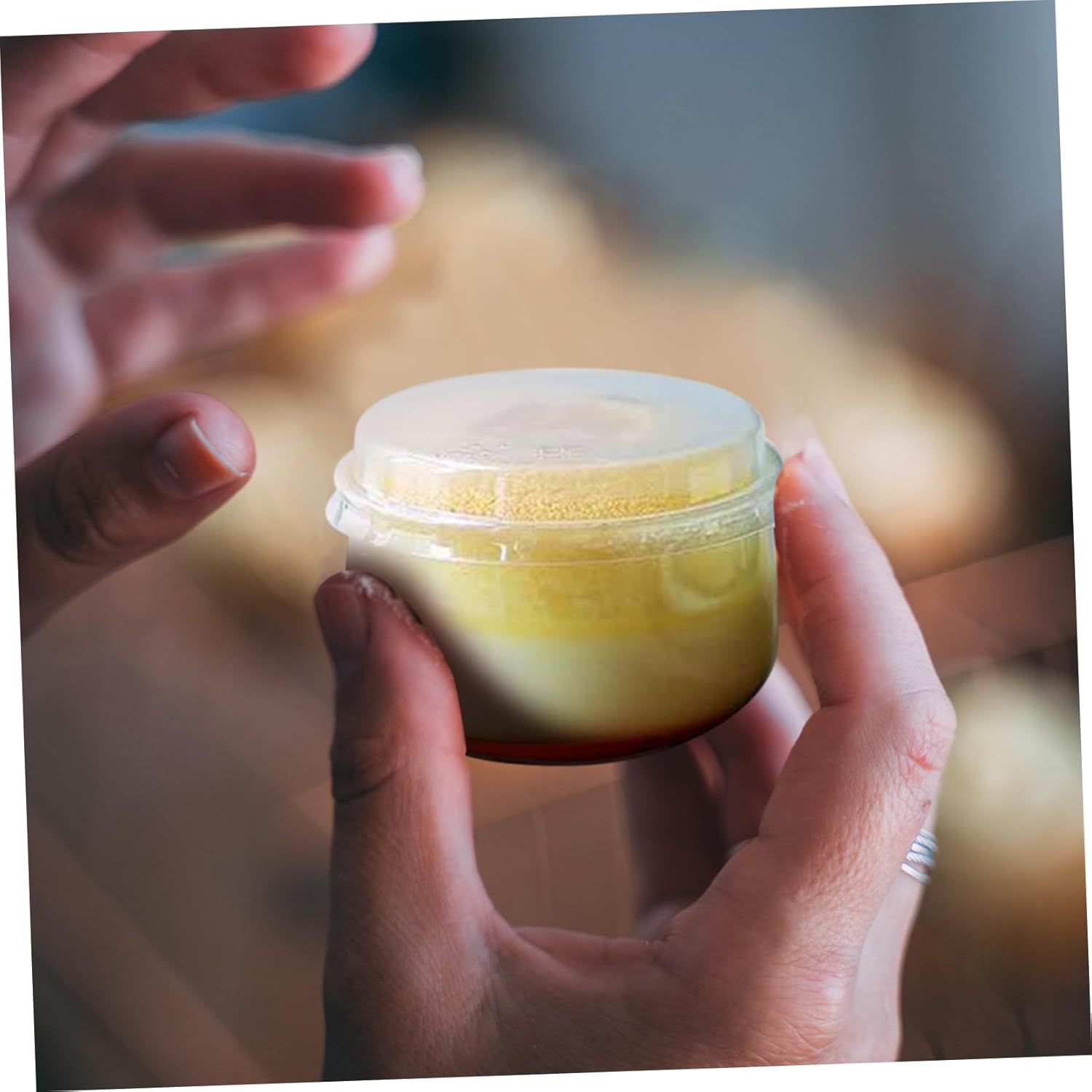 NOLITOY Pudding Cups Lids 50 Sets of High-Temperature Resistant Dessert Containers for Baking and DIY Cake Making for Pudding Caramel Flan