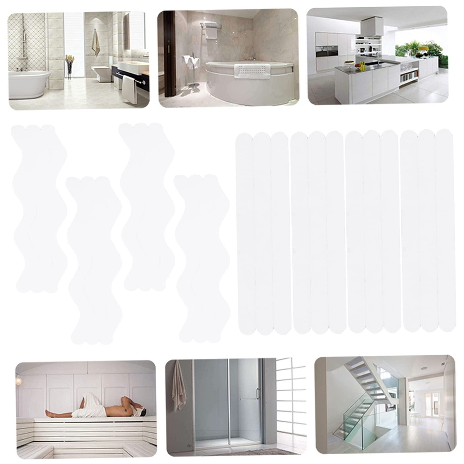 UPKOCH 144pezzi Adesivi Antiscivolo per Bagno Strisce Antiscivolo Peva per Superfici Lisce Completo per Scale e Vasche Due Formati Facili da Applicare e Rimuovere Sicuri e Resistenti