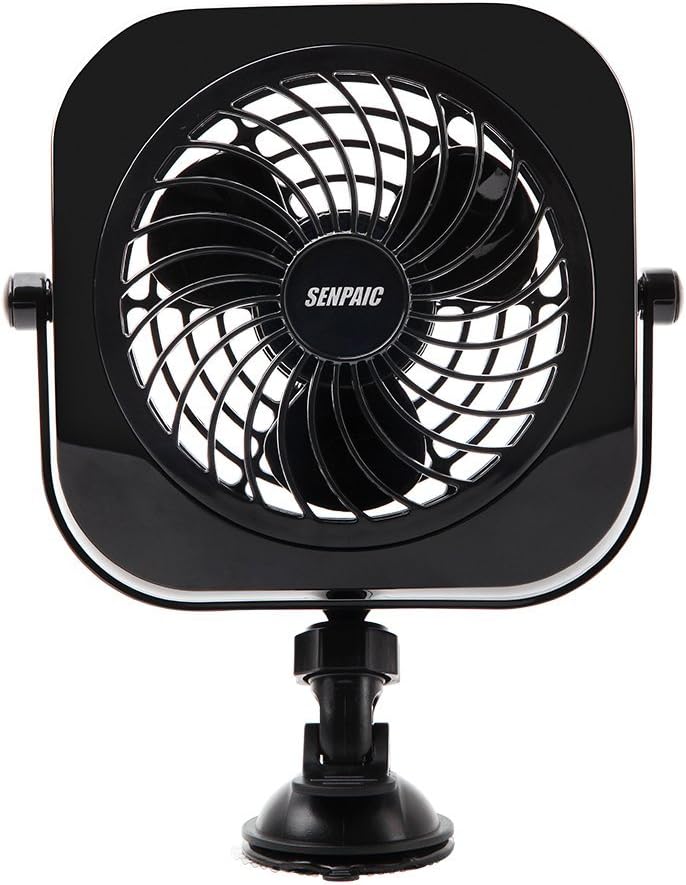 USB Desk Fan Mini Portable Table Fan with Suction Cup for Home Office Car Truck Vehicle (Black, 4 Inches, 2 Speed, Quietness) (Black)